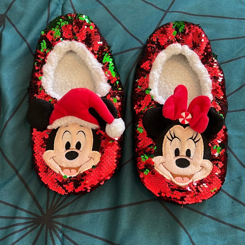 Disney Mickey and Minnie Happy Holidays Slippers
